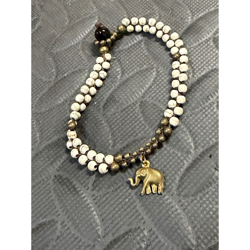 Buddha‎ Stones Beaded Elephant Bracelet Boho Charm Double Layer Tribal Jewelry
